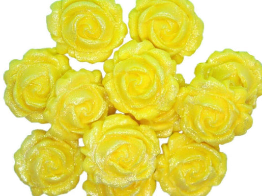 12 Glittered Coloured Roses Vegan Edible Cupcake Toppers
