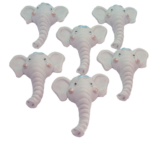 12 Blue Hair Elephants Faces Birthday or Baby Shower Cupcake Toppers