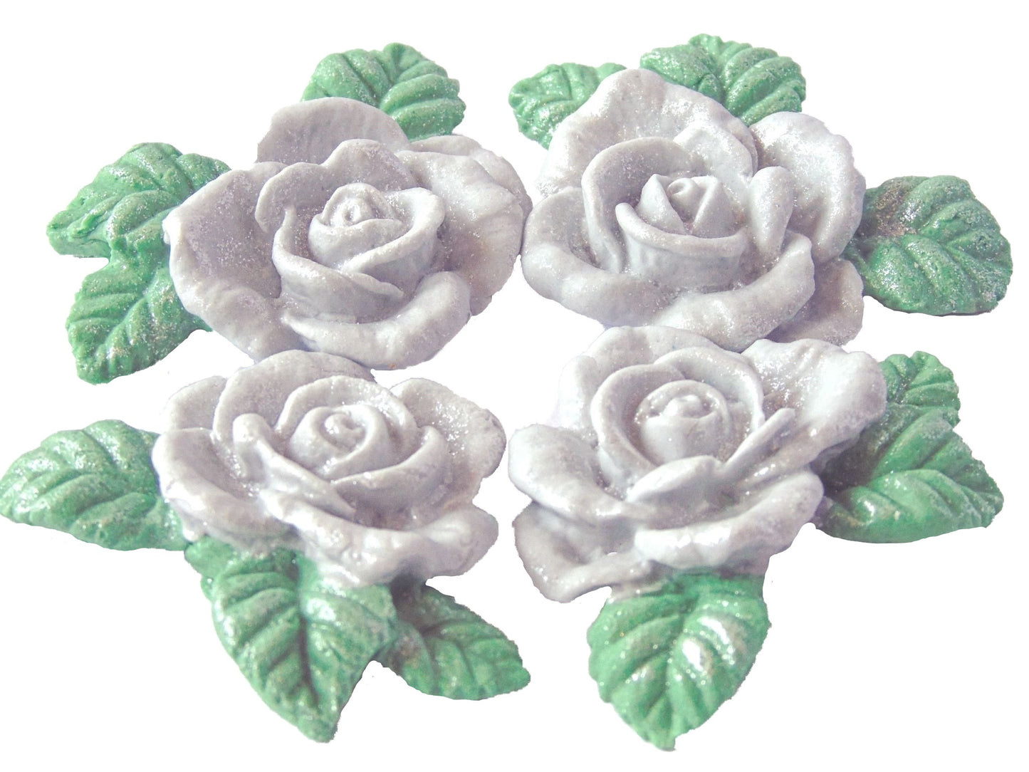 Set 4 Glittered Rose Garland Wedding Edible Rose Toppers - Simply Toppers