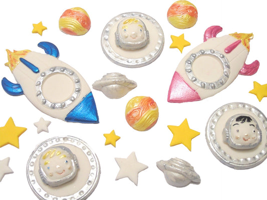 Rockets and Space themes Vegan Cake Topper Decorations Set