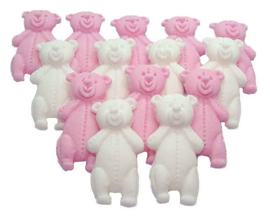 12 Vegan Mixed Coloured Little Teddys Edible Party Cake Toppers