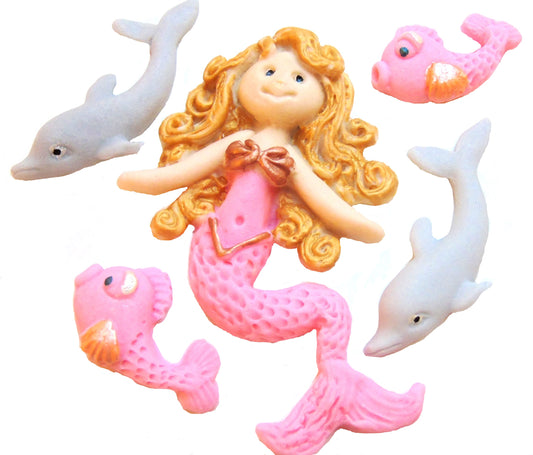 Edible Mermaid Birthday Vegan Cake Topper Decorations White