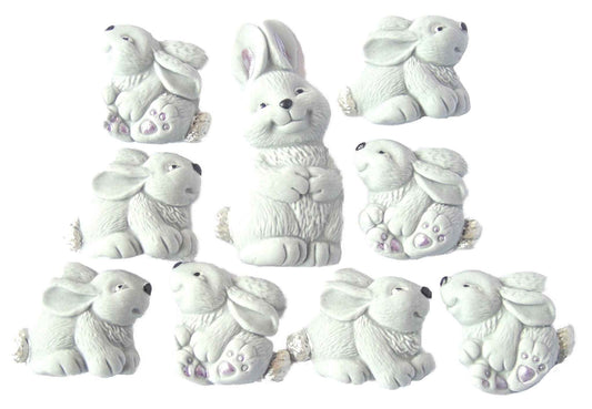 Easter Baby Shower Cake Toppers Set Mother & 8 Baby Rabbits