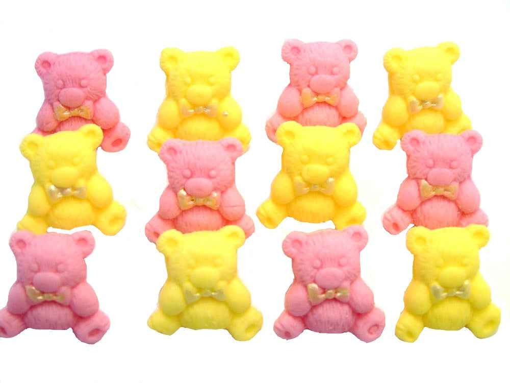 12 Coloured Vegan Teddies Baby Shower Cupcake Toppers