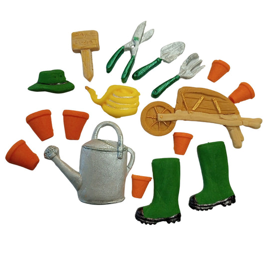 Set 18 edible garden themed cake toppers