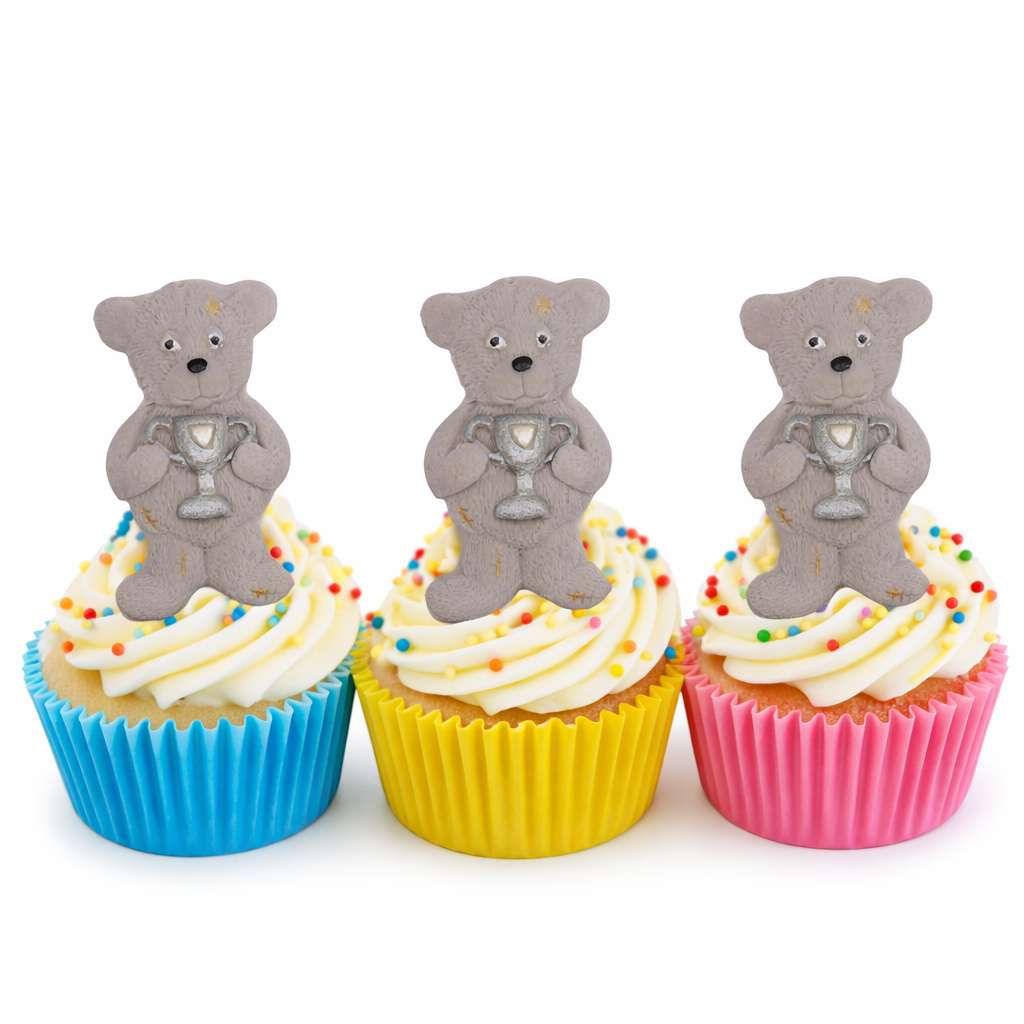 Set Sport Teddies Edible Vegan Birthday Fathers Day Cupcake Toppers - Simply Toppers
