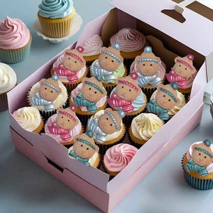 12 Bear Faces Edible Christmas Cupcake Cake Toppers