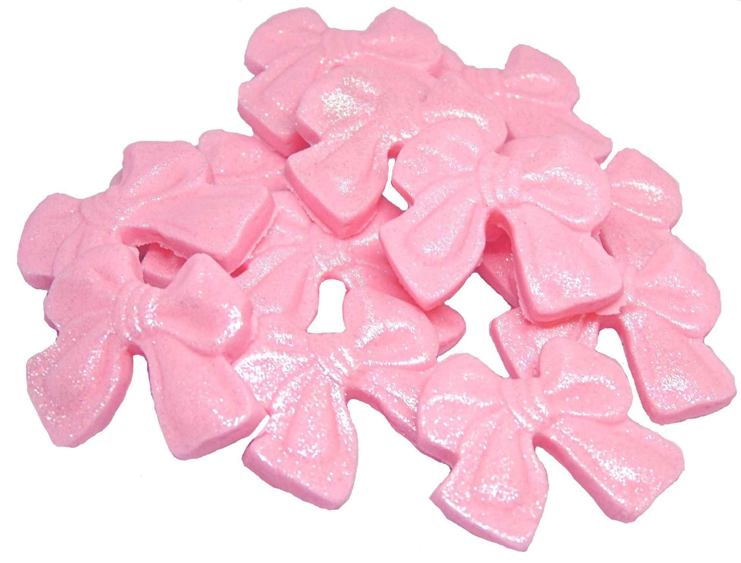 12 Handmade Glittered Coloured Cute Bows Cupcake Toppers