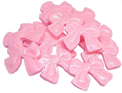 12 Handmade Glittered Coloured Cute Bows Cupcake Toppers