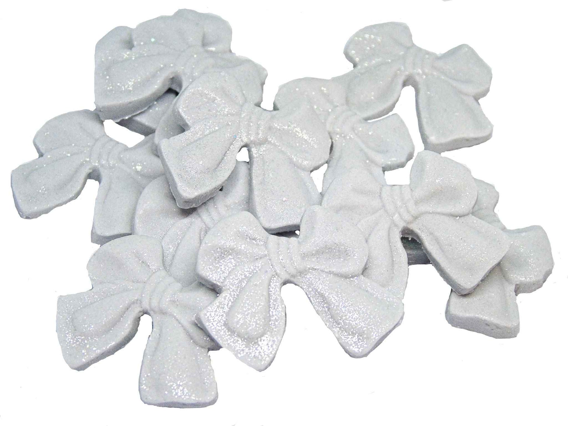 12 Handmade Glittered Coloured Cute Bows Cupcake Toppers