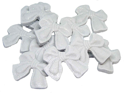 12 Handmade Glittered Coloured Cute Bows Cupcake Toppers