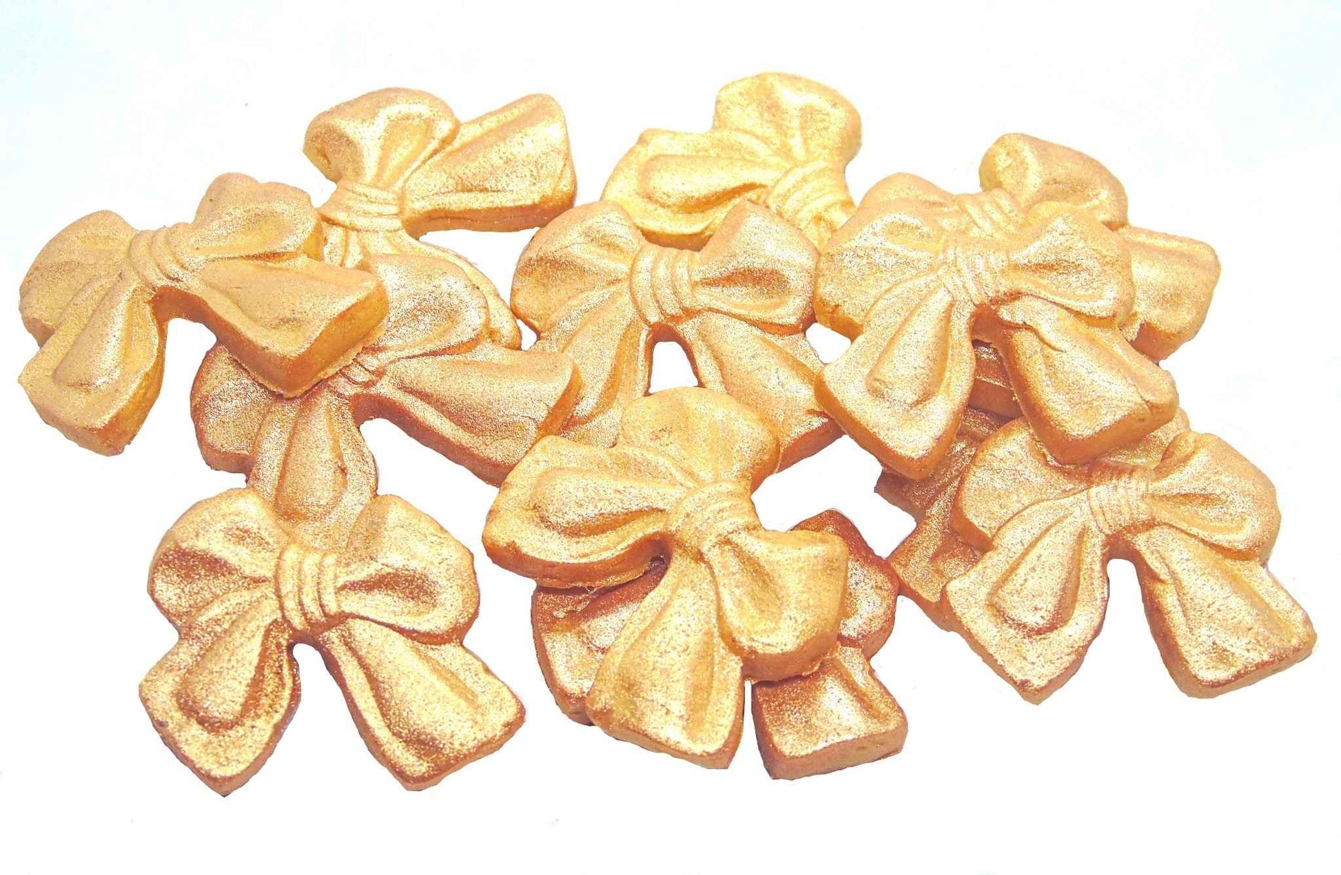 12 Handmade Glittered Coloured Cute Bows Cupcake Toppers
