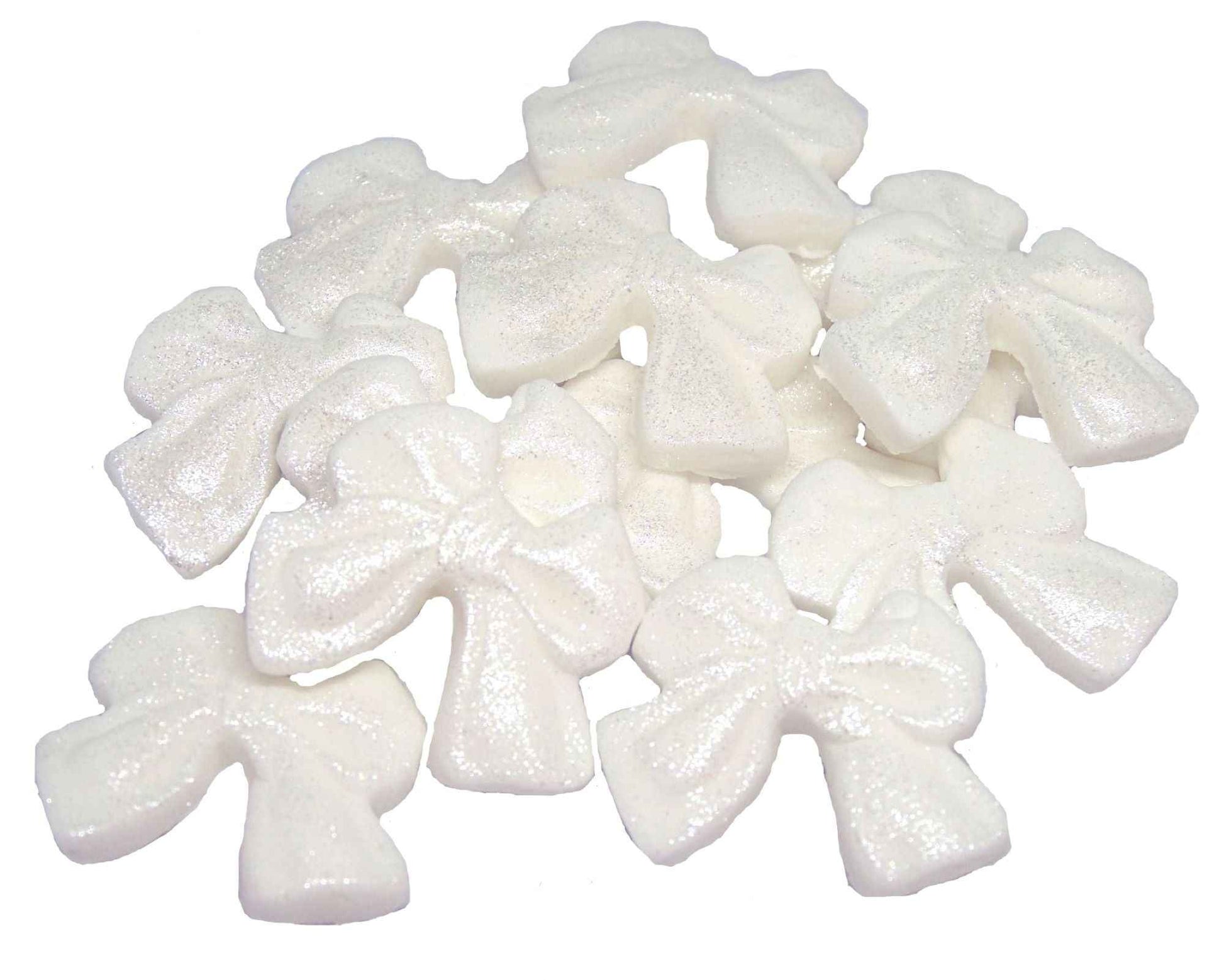 12 Handmade Glittered Coloured Cute Bows Cupcake Toppers