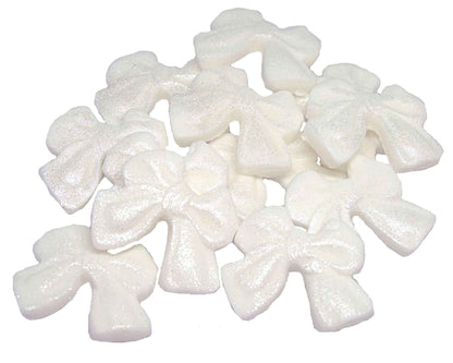12 Handmade Glittered Coloured Cute Bows Cupcake Toppers