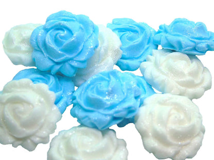 12 Glittered Mix Coloured Roses Cupcake Cake Toppers