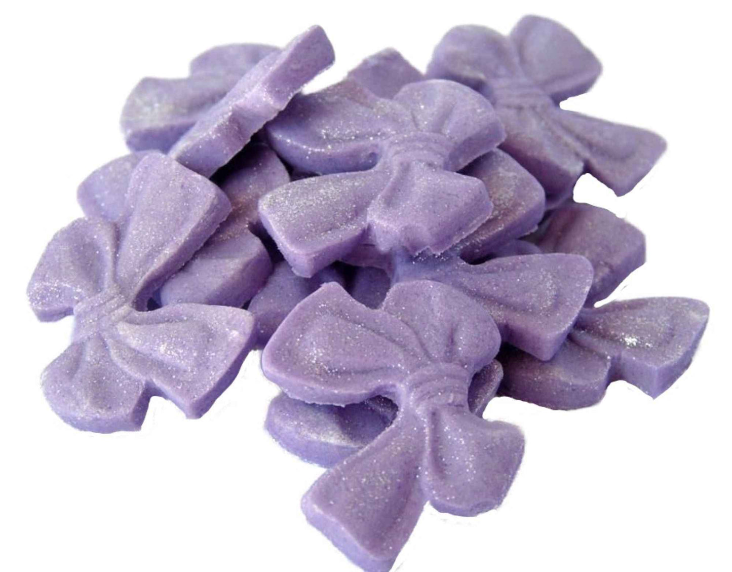 12 Handmade Glittered Coloured Cute Bows Cupcake Toppers