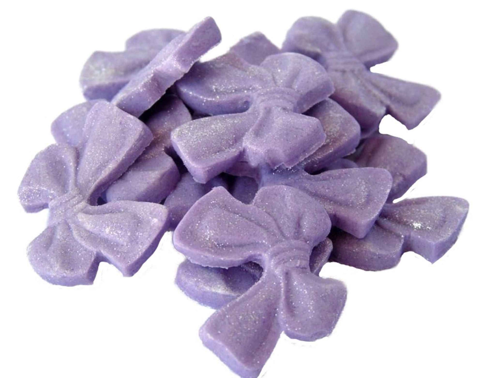12 Handmade Glittered Coloured Cute Bows Cupcake Toppers
