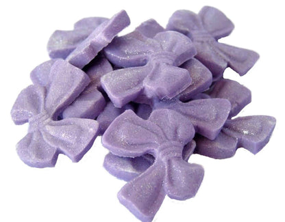 12 Handmade Glittered Coloured Cute Bows Cupcake Toppers