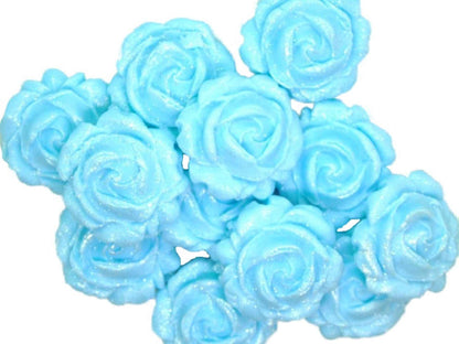 12 Glittered Coloured Roses Vegan Edible Cupcake Toppers