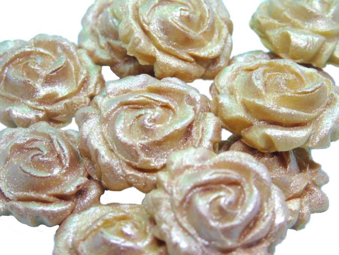 12 Glittered Coloured Roses Vegan Edible Cupcake Toppers