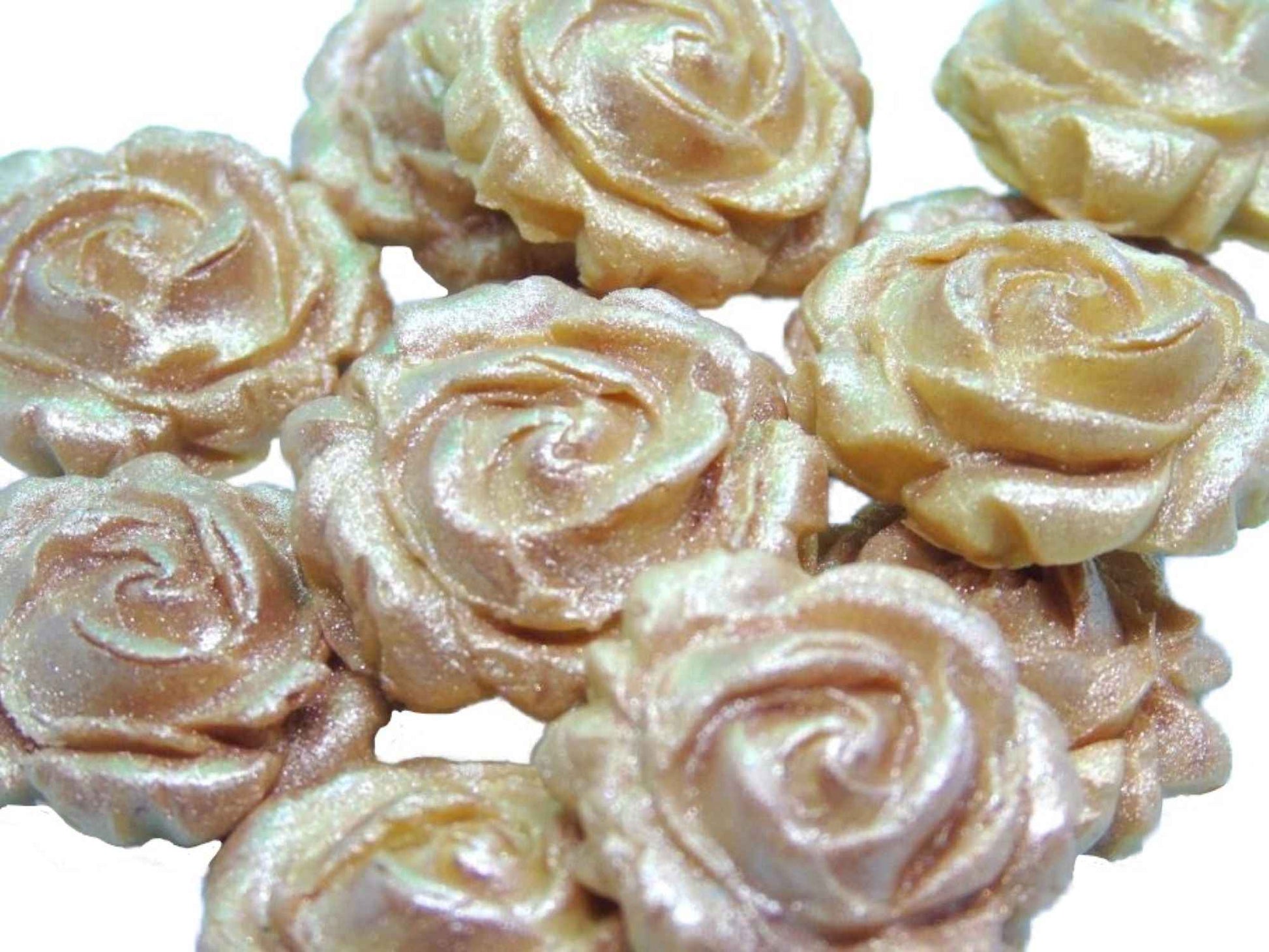12 Glittered Coloured Roses Vegan Edible Cupcake Toppers