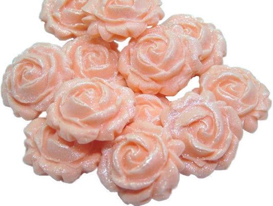12 Glittered Coloured Roses Vegan Edible Cupcake Toppers