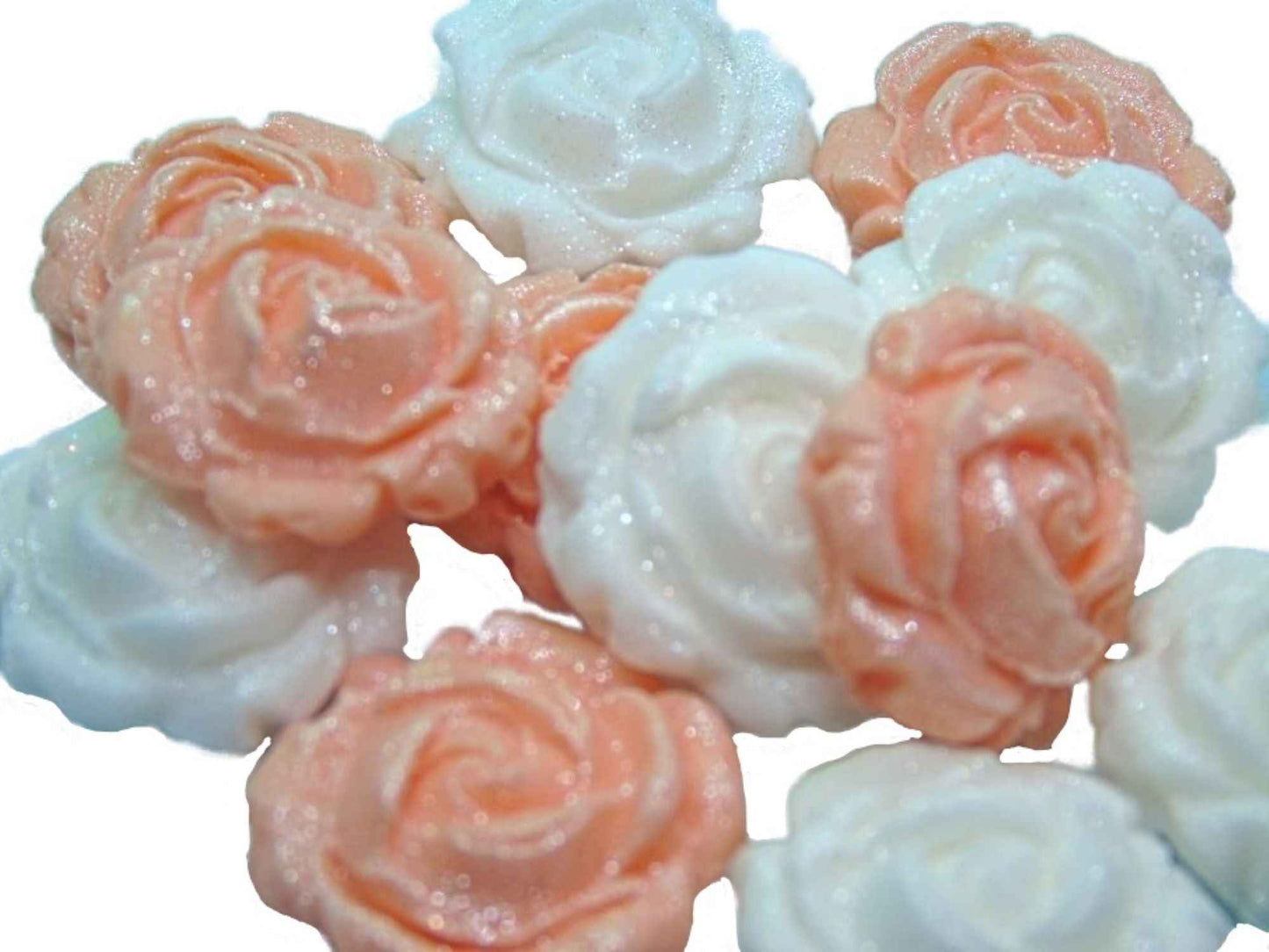12 Glittered Mix Coloured Roses Cupcake Cake Toppers