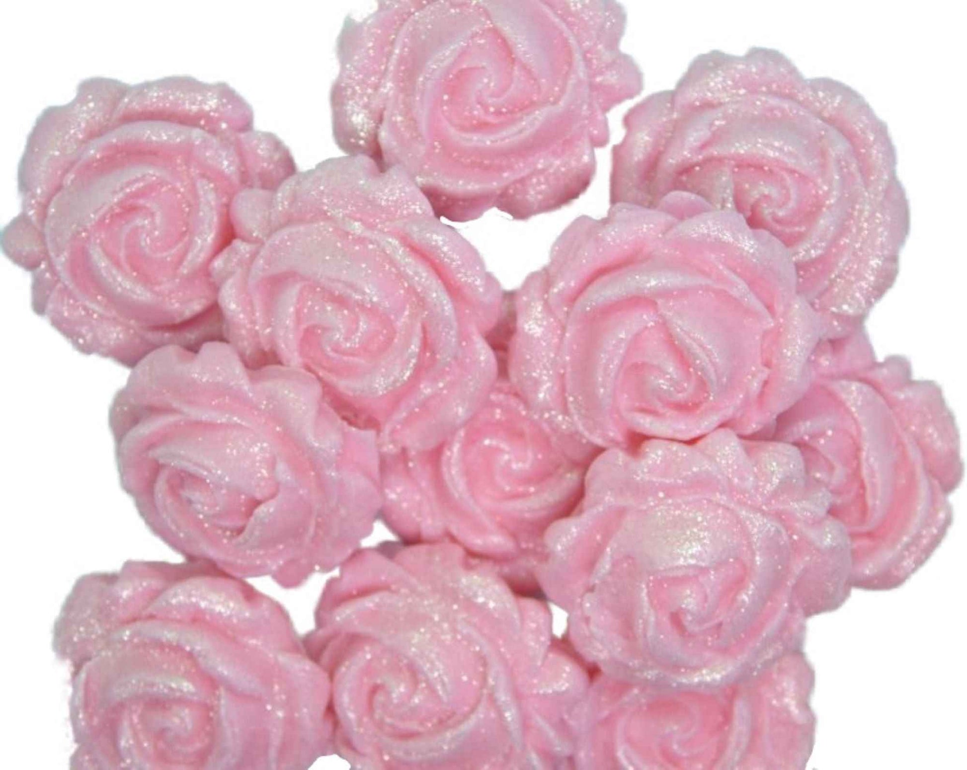 12 Glittered Coloured Roses Vegan Edible Cupcake Toppers