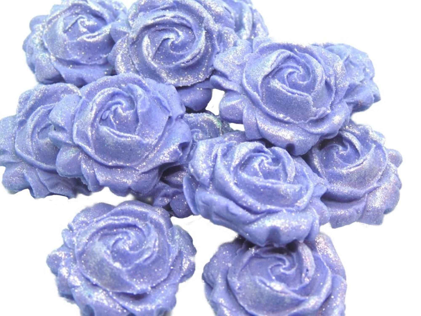 12 Glittered Coloured Roses Vegan Edible Cupcake Toppers