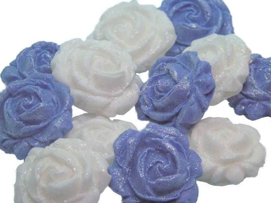 12 Glittered Mix Coloured Roses Cupcake Cake Toppers
