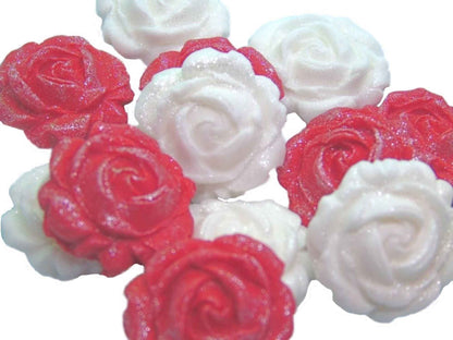 12 Glittered Mix Coloured Roses Cupcake Cake Toppers