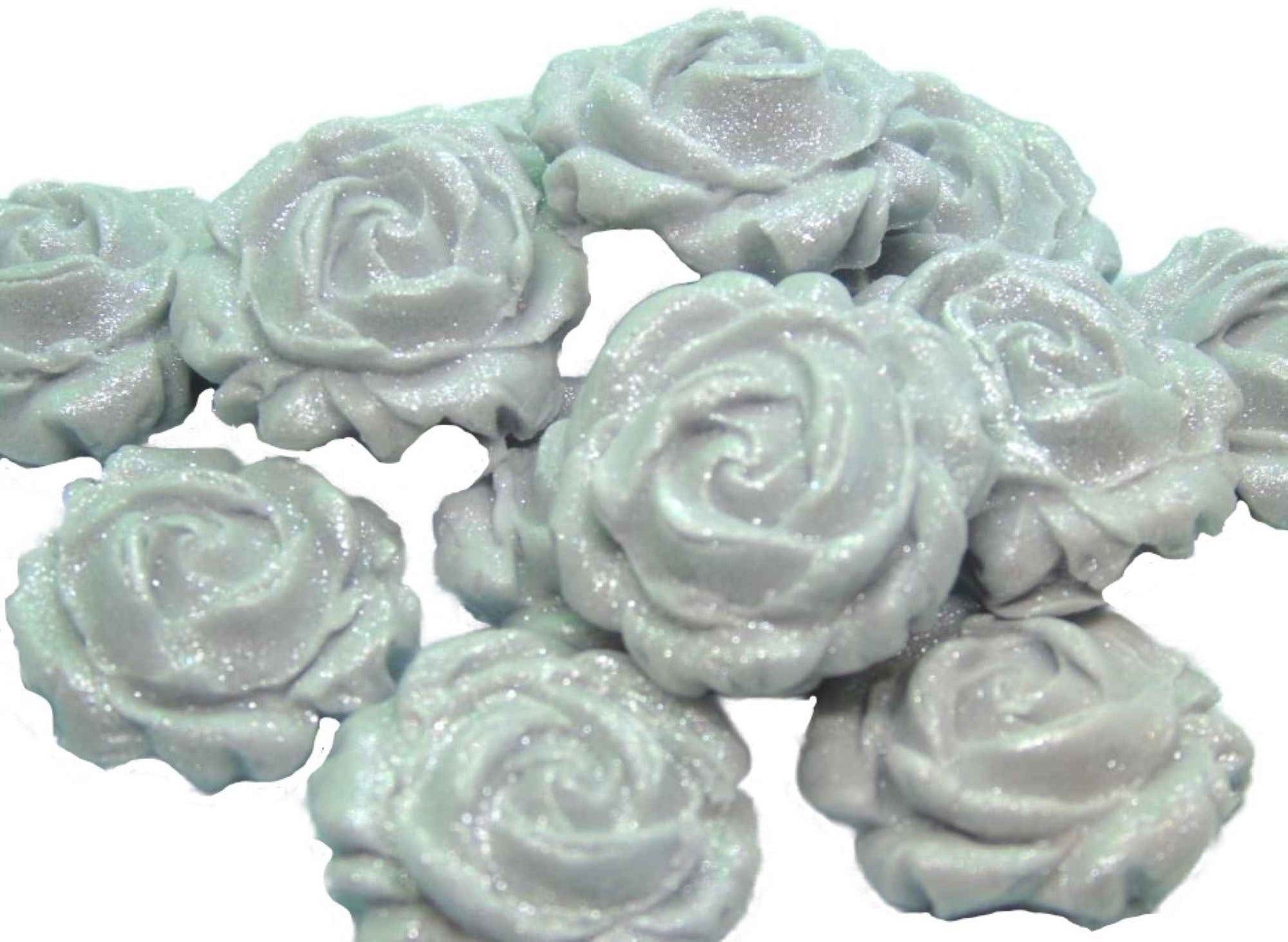 12 Glittered Coloured Roses Vegan Edible Cupcake Toppers