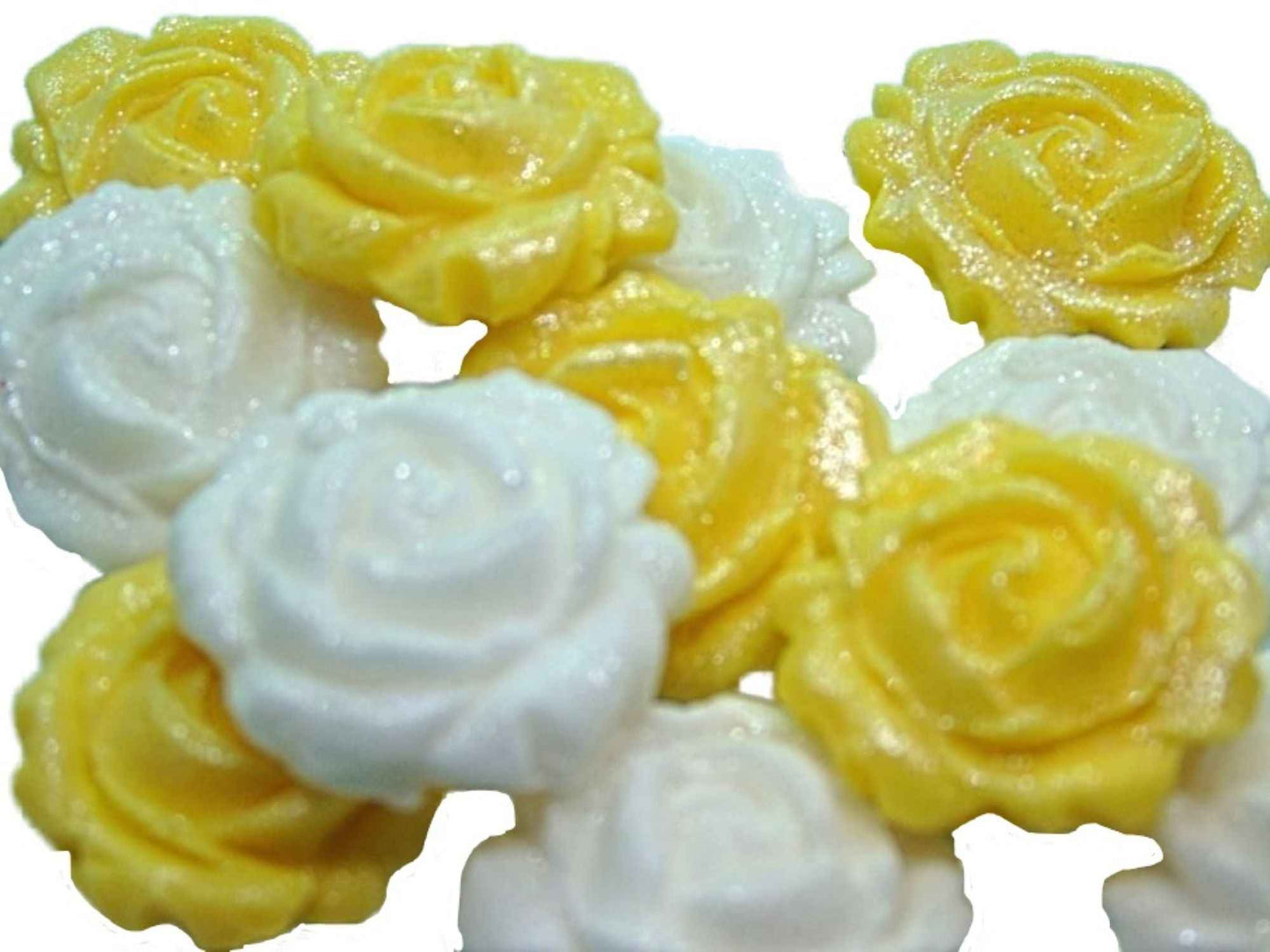 12 Glittered Mix Coloured Roses Cupcake Cake Toppers