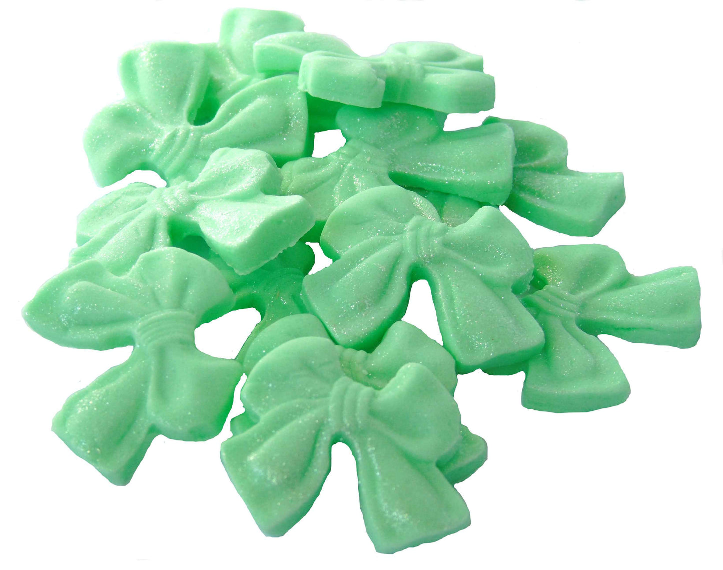 12 Handmade Glittered Coloured Cute Bows Cupcake Toppers