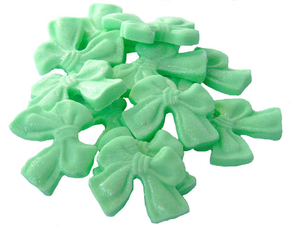 12 Handmade Glittered Coloured Cute Bows Cupcake Toppers