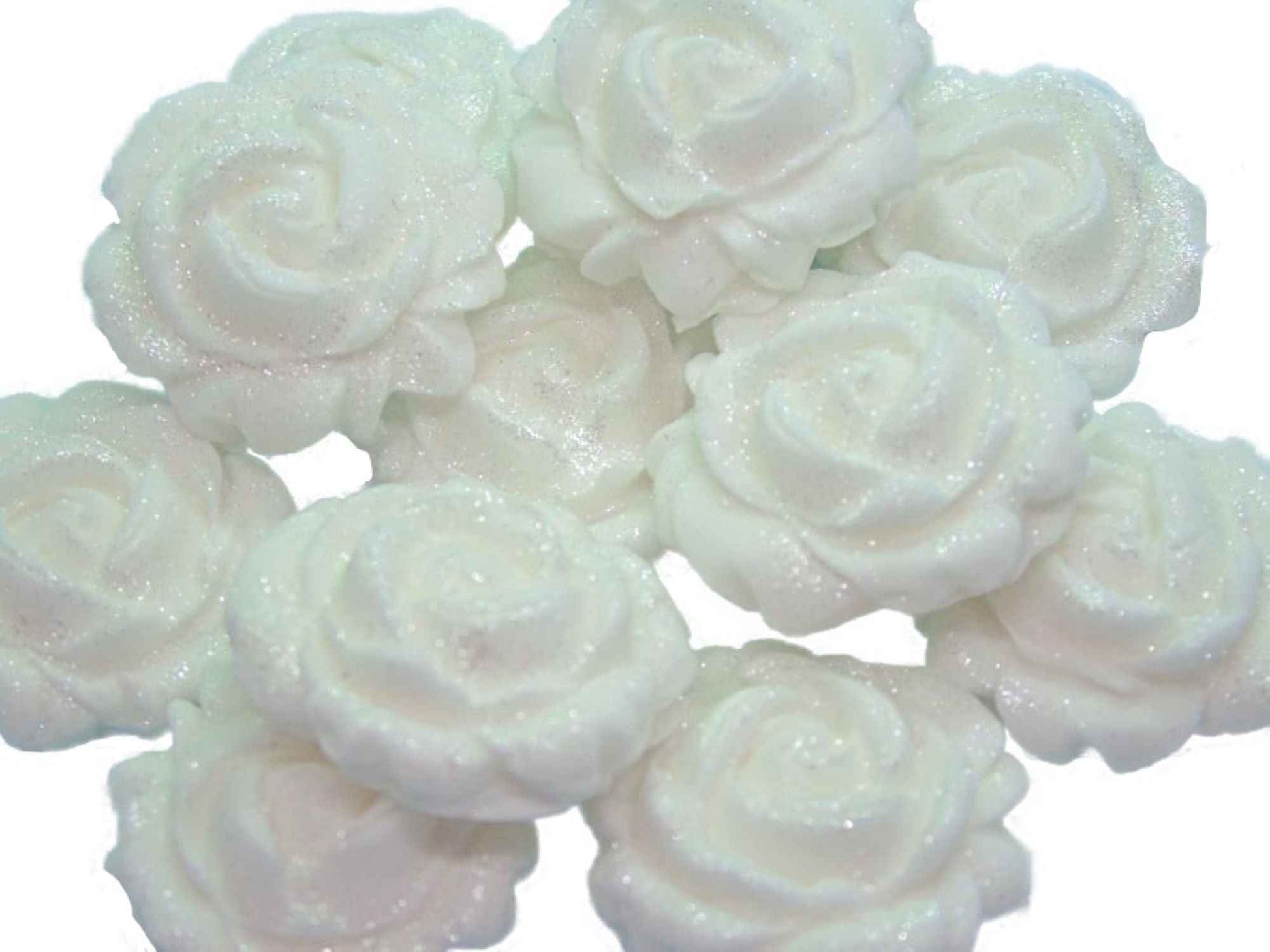 12 Glittered Coloured Roses Vegan Edible Cupcake Toppers