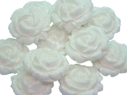 12 Glittered Coloured Roses Vegan Edible Cupcake Toppers