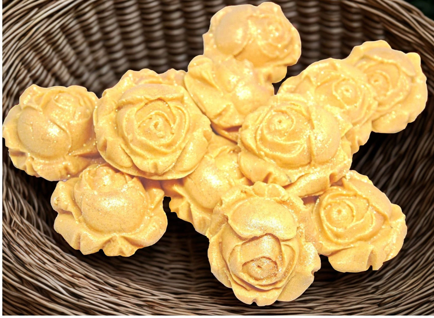 12 Glittered gold Rose Buds Edible Vegan Cupcake Cake Toppers