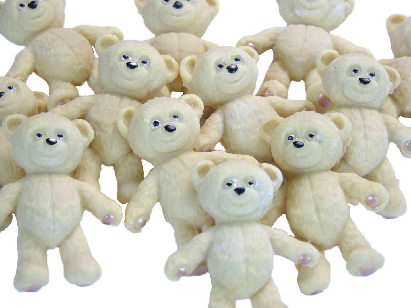 12 Vegan Coloured Sugar Paste Teddies Edible Teddy Cupcake Toppers
