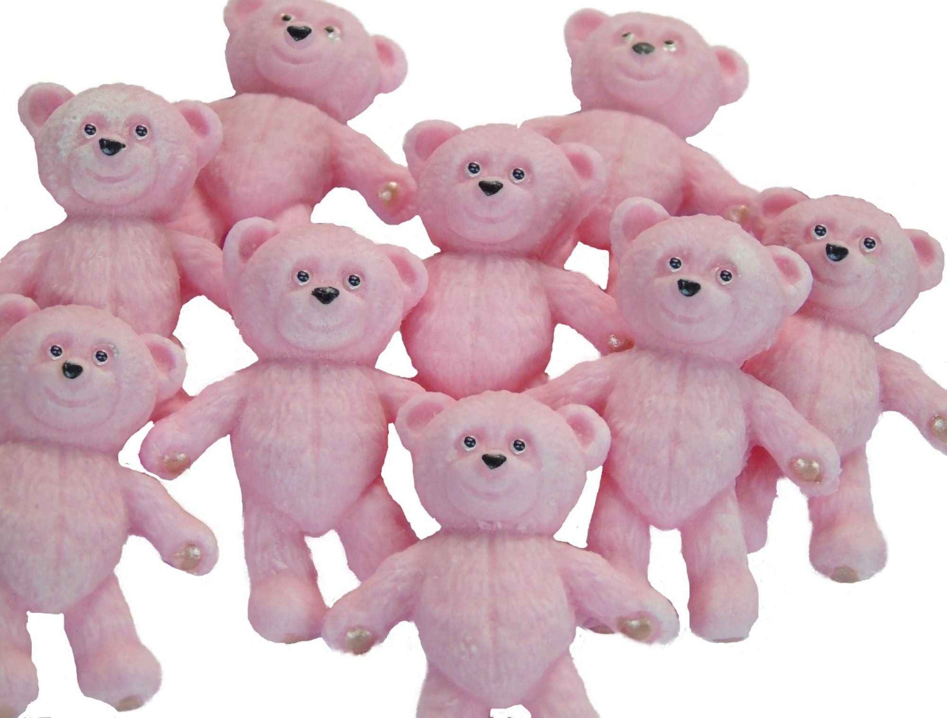 12 Vegan Coloured Sugar Paste Teddies Edible Teddy Cupcake Toppers