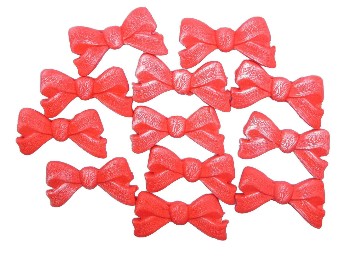 12 Glittered Bows Wedding Edible Cupcake Cake Toppers