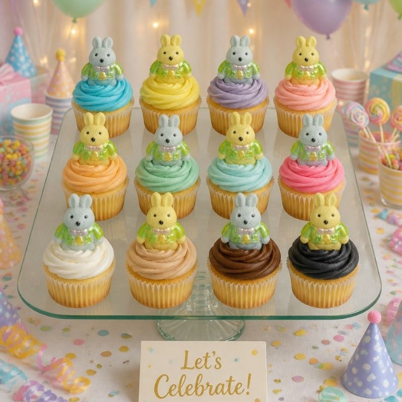 12 Cute Bunny Cupcake Toppers for Easter Celebrations