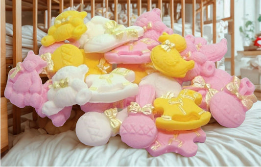 24 Pink yellow and white mixed baby shower cupcake topper decoration