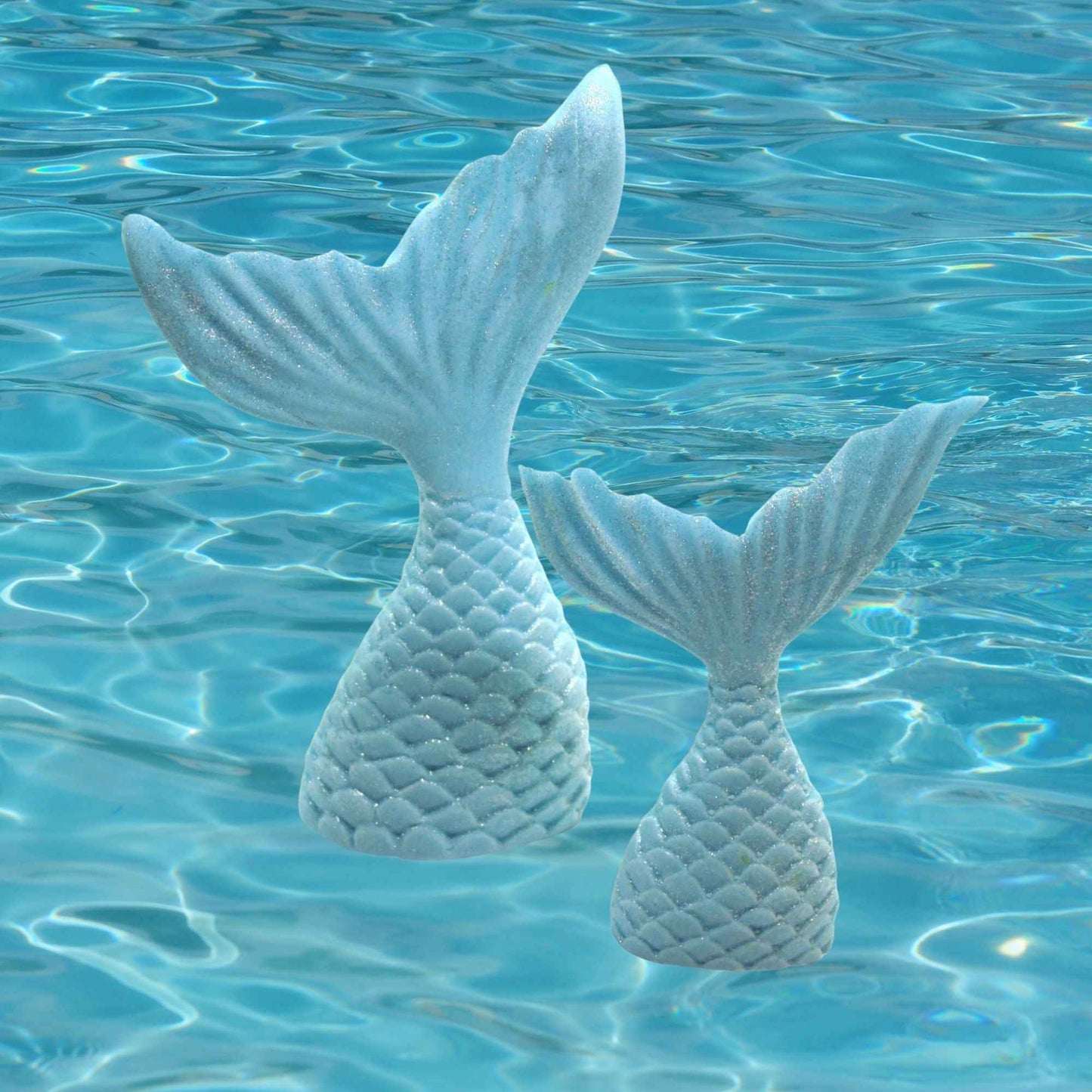 2 Mermaid Tails a Large & Small Birthday Edible Cake Toppers