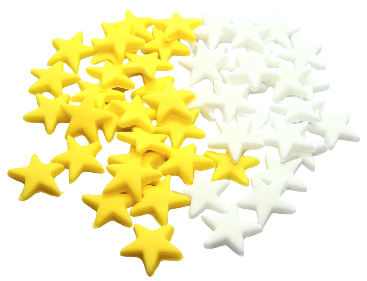 40 Yellow and white mix of edible stars on a white background