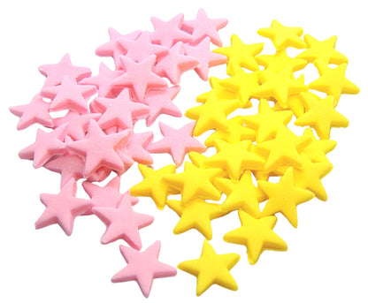 40 Pink and Yellow mix of edible stars on a white background