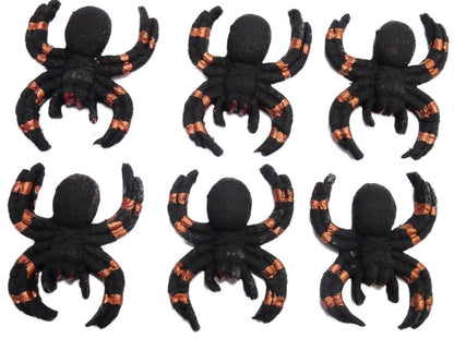 Halloween Vegan Cupcake Cake Decorations 6 Large Spiders