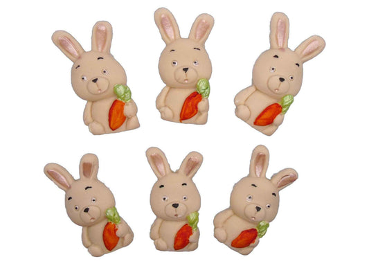 6 Easter Rabbits Baby Shower Edible Cupcake Toppers