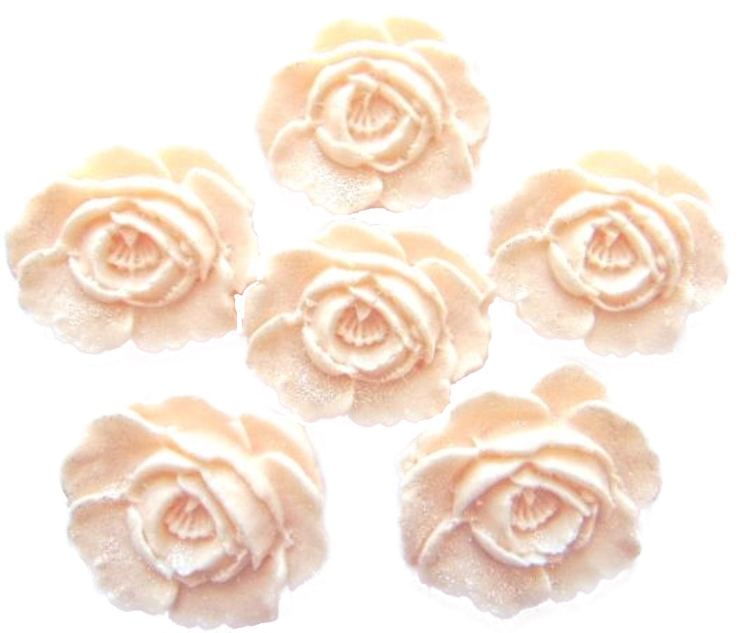 6 ivory glittered Rose