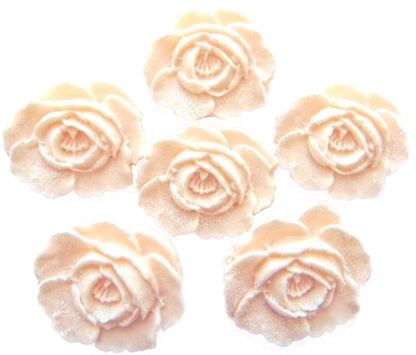 6 ivory glittered Rose